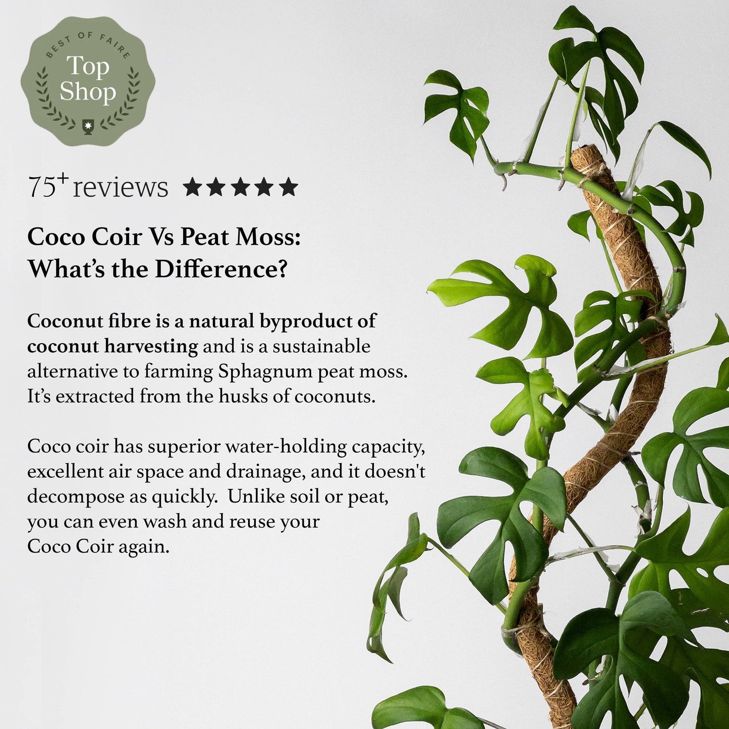 24"/32"/40 Bend & Stackable Coco Coir Pole for Plant Support: 40" Bendable Pole With Metal Stake
