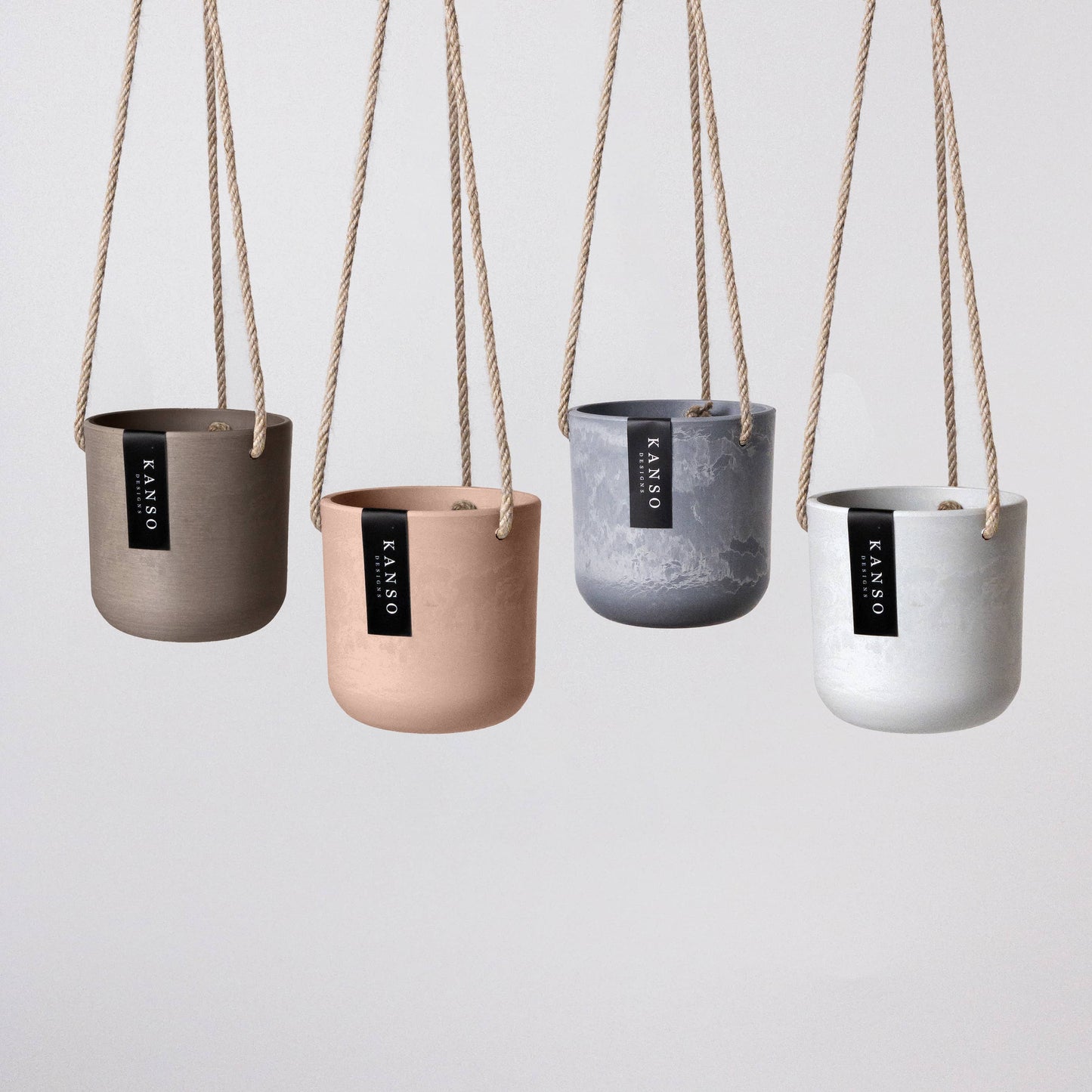 4" Signature Stone Hanging Planter Pot: Stone Grey