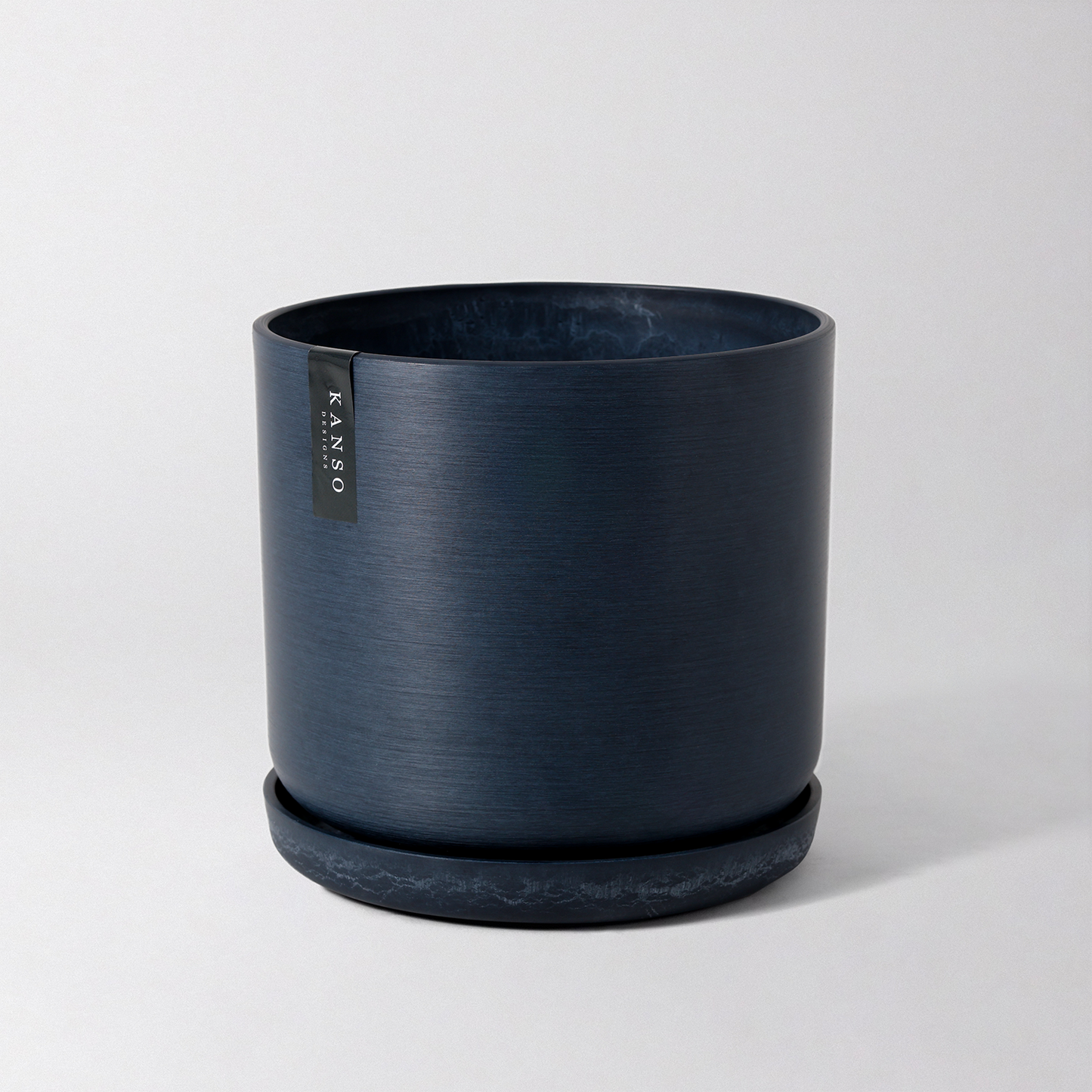 9” Signature Stone Planter & Saucer | Earth Tones: Black