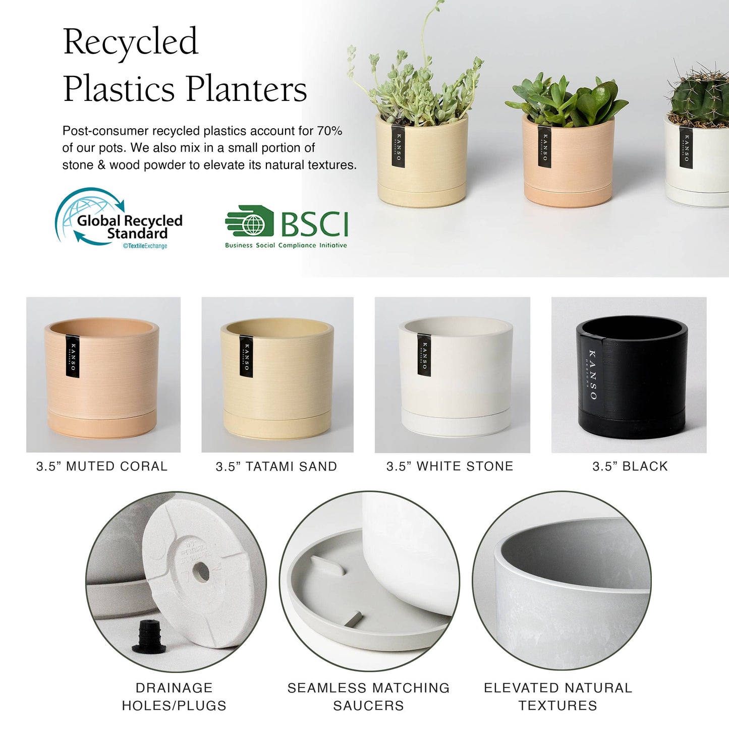 3.5" Earth Tone Mini Planters | 4 Colorways: Three Set Mixed