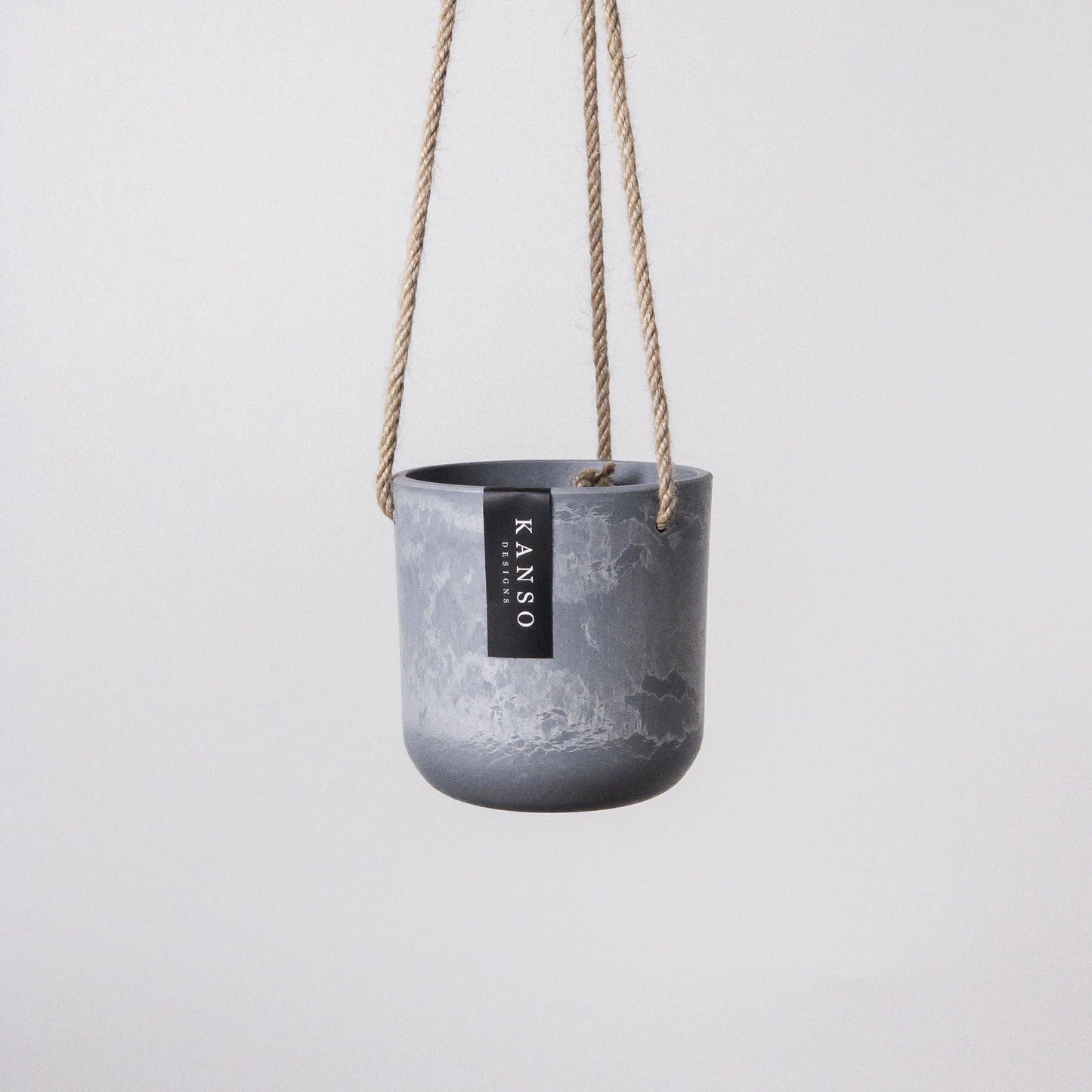 4" Signature Stone Hanging Planter Pot: Stone Grey