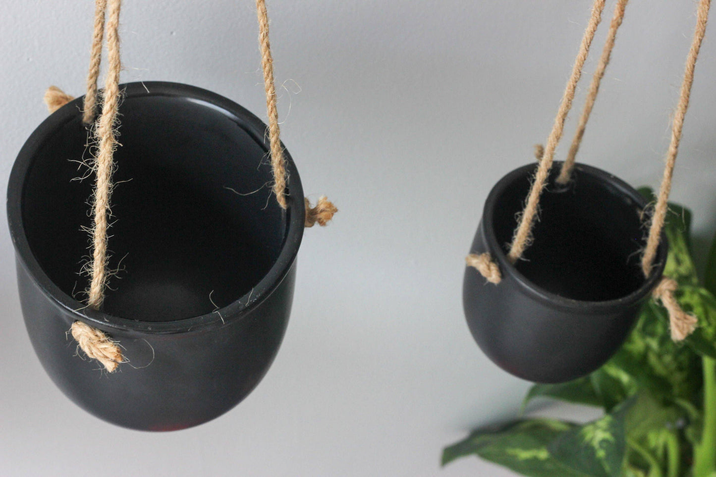 Matte Black Hanging Planter Pot: 7"