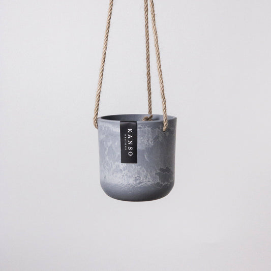 4" Signature Stone Hanging Planter Pot: Stone Grey